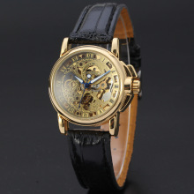 winner classical luxury alloy watch genuine leather band watch