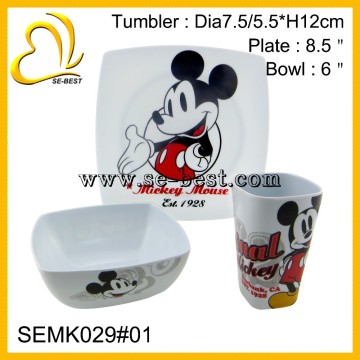 Melamine 3 pcs of kids dinner set, melamine kids ware