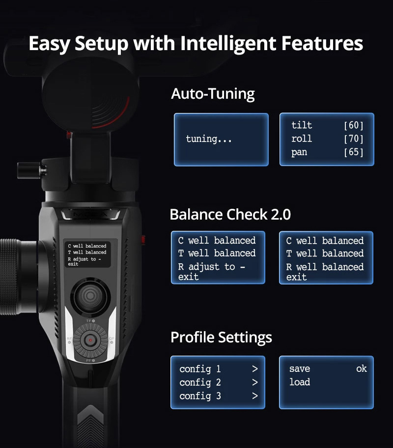 3.2kg Payload Moza Aircross 2 camera  Gimbal Stabilizer Steadycam with Arca plate and phone holder