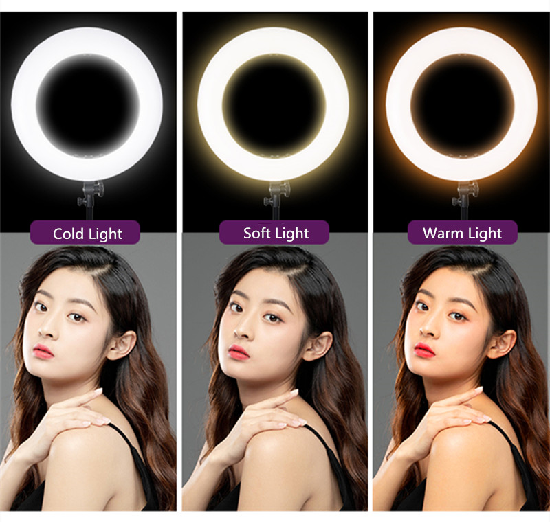 New OEM  photography studio light stand lamp 60W rechargeable flexible tripod camera phone makeup18 inch led light ring