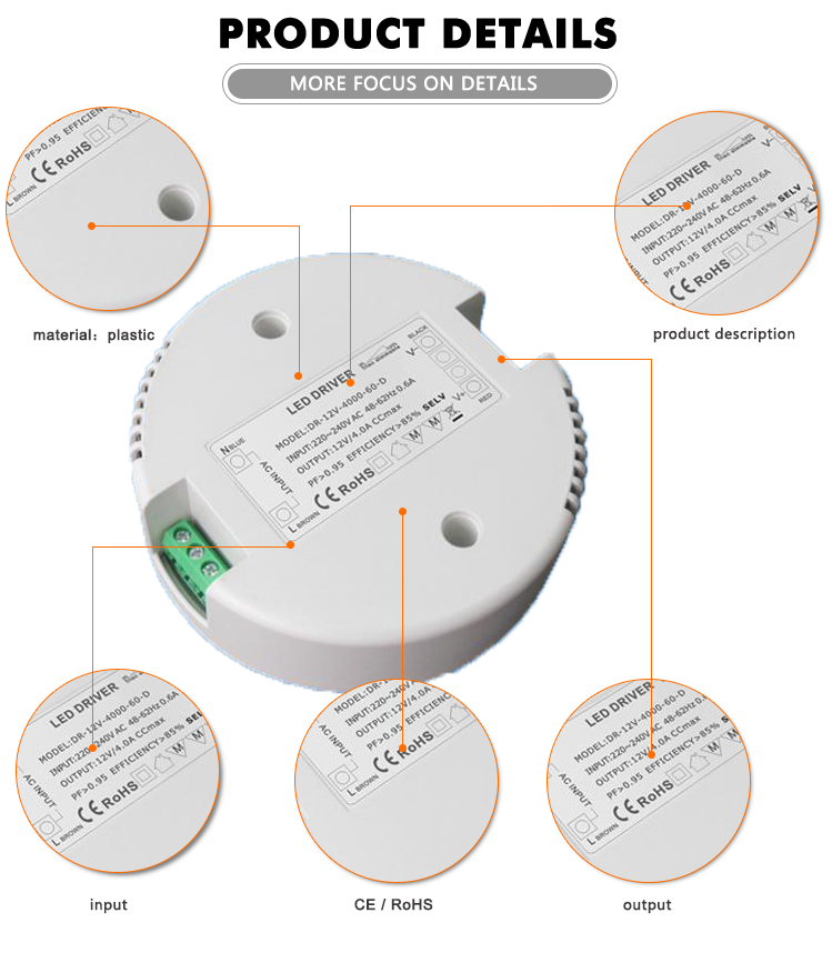 60w round led driver