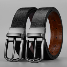 RW Luxury Men's Reversible Jean Belt - Black Brown PU Leather