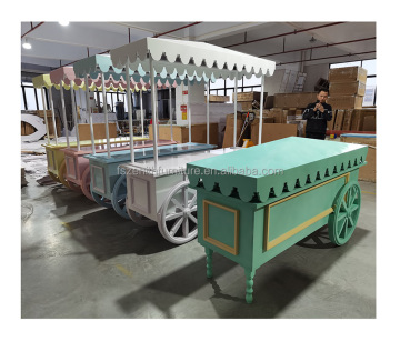 Movable Dessert Cake Table for Party Decor: Birthday Backdrop, Flower and Candy Cart