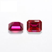 Original Price of Lab-Created Emerald Cut Ruby Beads: Synthetic Red Ruby Stone