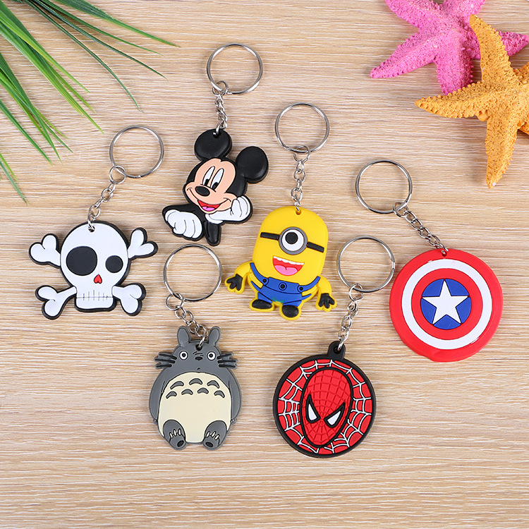 Wholesale Creative Lovely PVC Cartoon Keychains Single Side Printing Cheap Small Promotion Gift