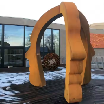 Corten Steel Face Sculpture: Large Rusty Outdoor Public Metal Art for Gardens