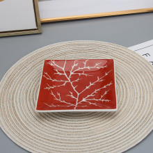 Red Porcelain Soap Dish - 6 Inch Ceramic Hand-Painted Bath Accessory