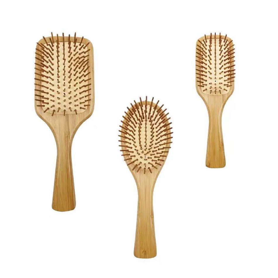 Hot-selling Custom Logo Eco-friendly Massage Bamboo Paddle Cushion Hair Brush