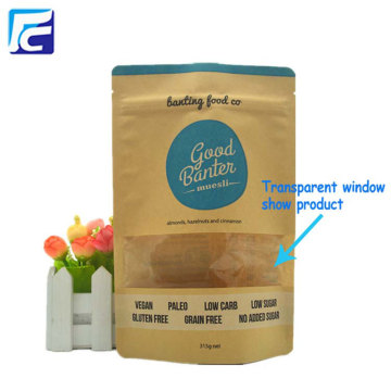 Paper stand up pouches for food with window