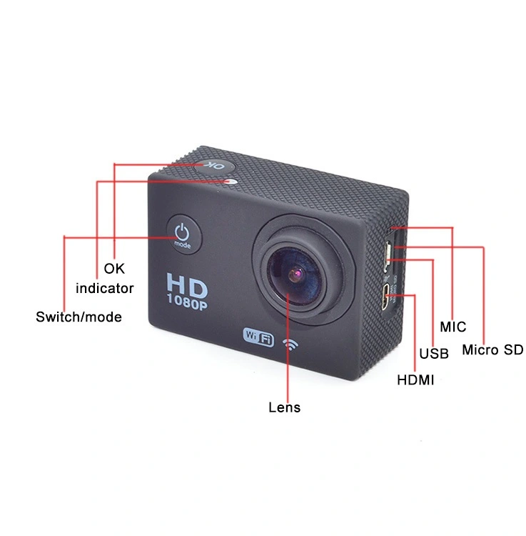 Sports Waterproof 4K Action Camera with WiFi and Remote Control