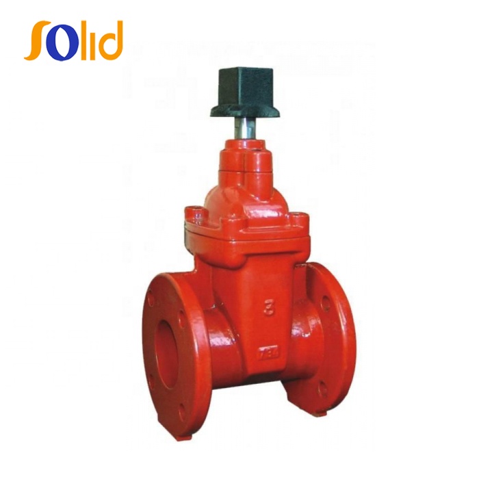 Red Color AWWA C509 Ductile Iron Flanged Ends NRS Resilient Seated Sluice Gate Valve Price