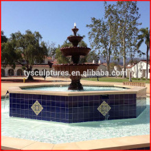 Public stone square garden granite 4 tier water bowl fountain with octagon surrounding