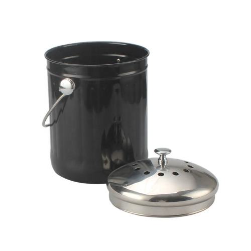 Stainless Steel Black Compost Pail with Charcoal Filters