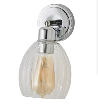 Ribbed Glass Dome Adjustable Wall Light