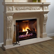Marble stone curved fireplace mantel