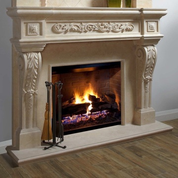 Marble stone curved fireplace mantel