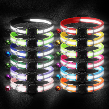Factory Wholesale Reflective Luminous Adjustable Nylon Cat Collar