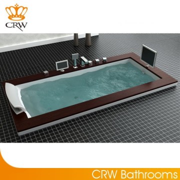 CRW CZI076 Single Whirlpool Bathtub With TV