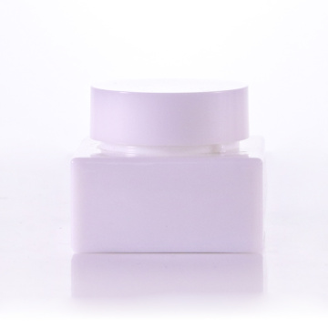 Square opal white glass cream jar for skincare