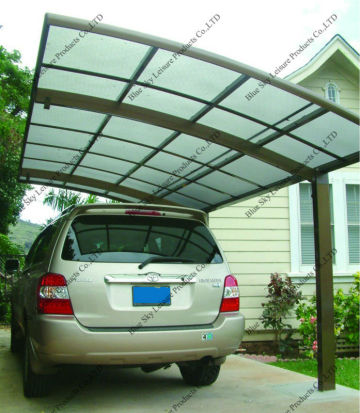 Metal frame polycarbonate carport with arched roof