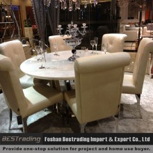 modern round nature marble top dining table set