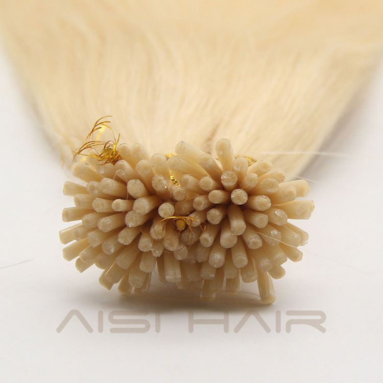 Aisi Hair Top Quality European Double Drawn I Tip Human Hair Extensions Keratin Stick Tip Blonde Hair Extension