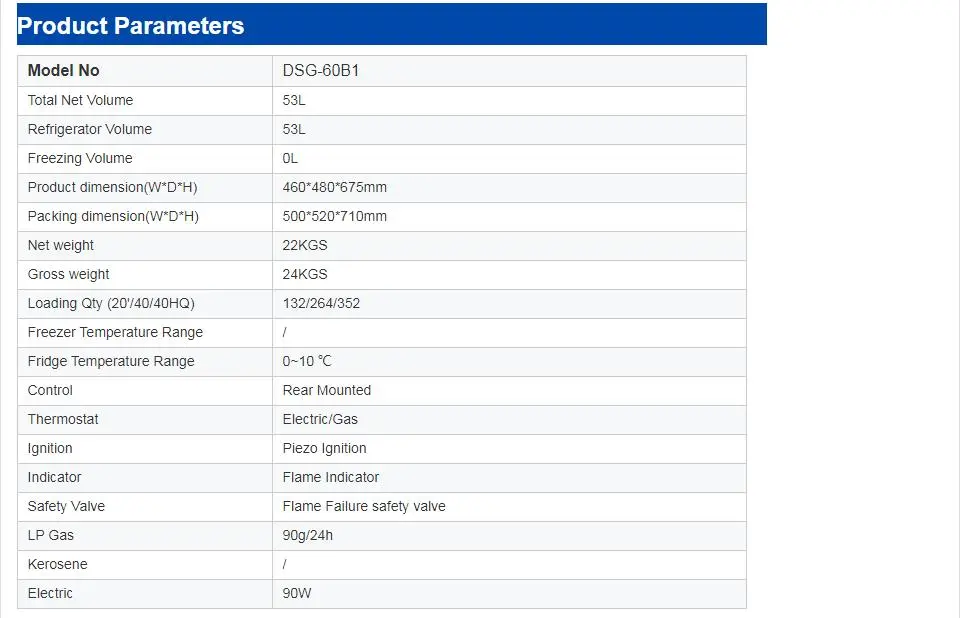 40L 3-Way Gas 220V 12V No Noise Absorption Minibar Refrigerator