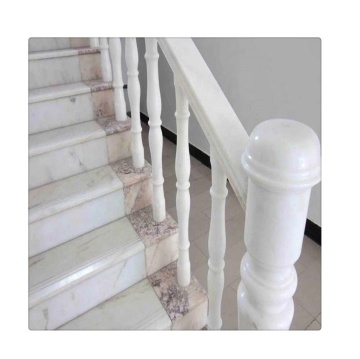 Chinese Pure White Marble Staircase Riser Designs with Handrails