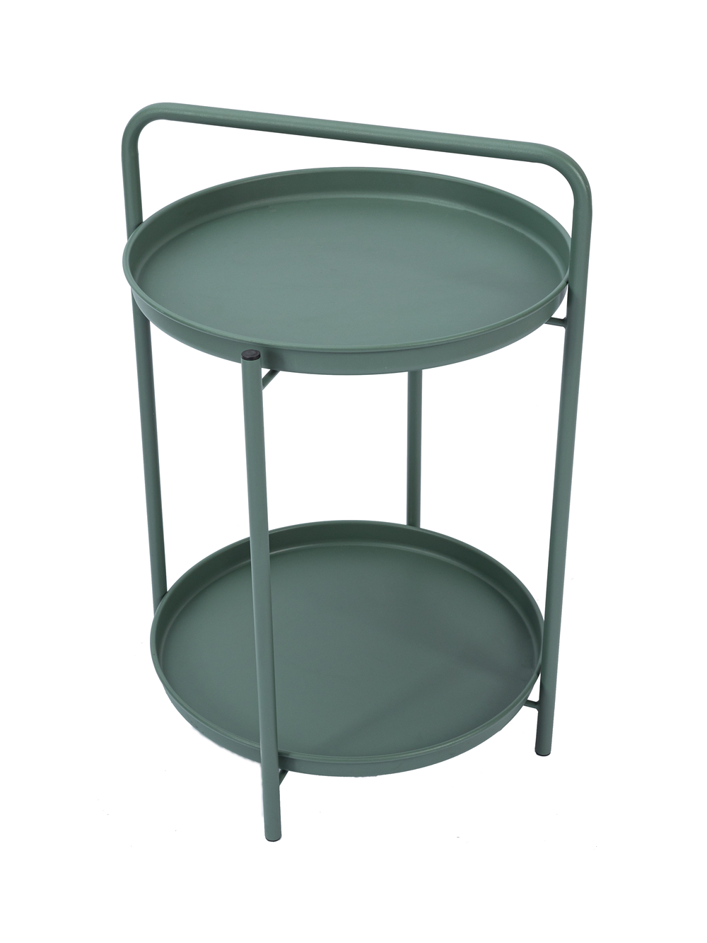 Table d'appoint ronde pliante en métal à 2 niveaux 2 Tier Metal Folding Round Side Table