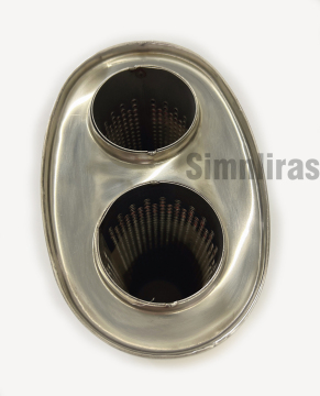 Muffler with two entrances and two Exit Pipe