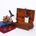 Caja de cuero personalizada doble paquete de vino