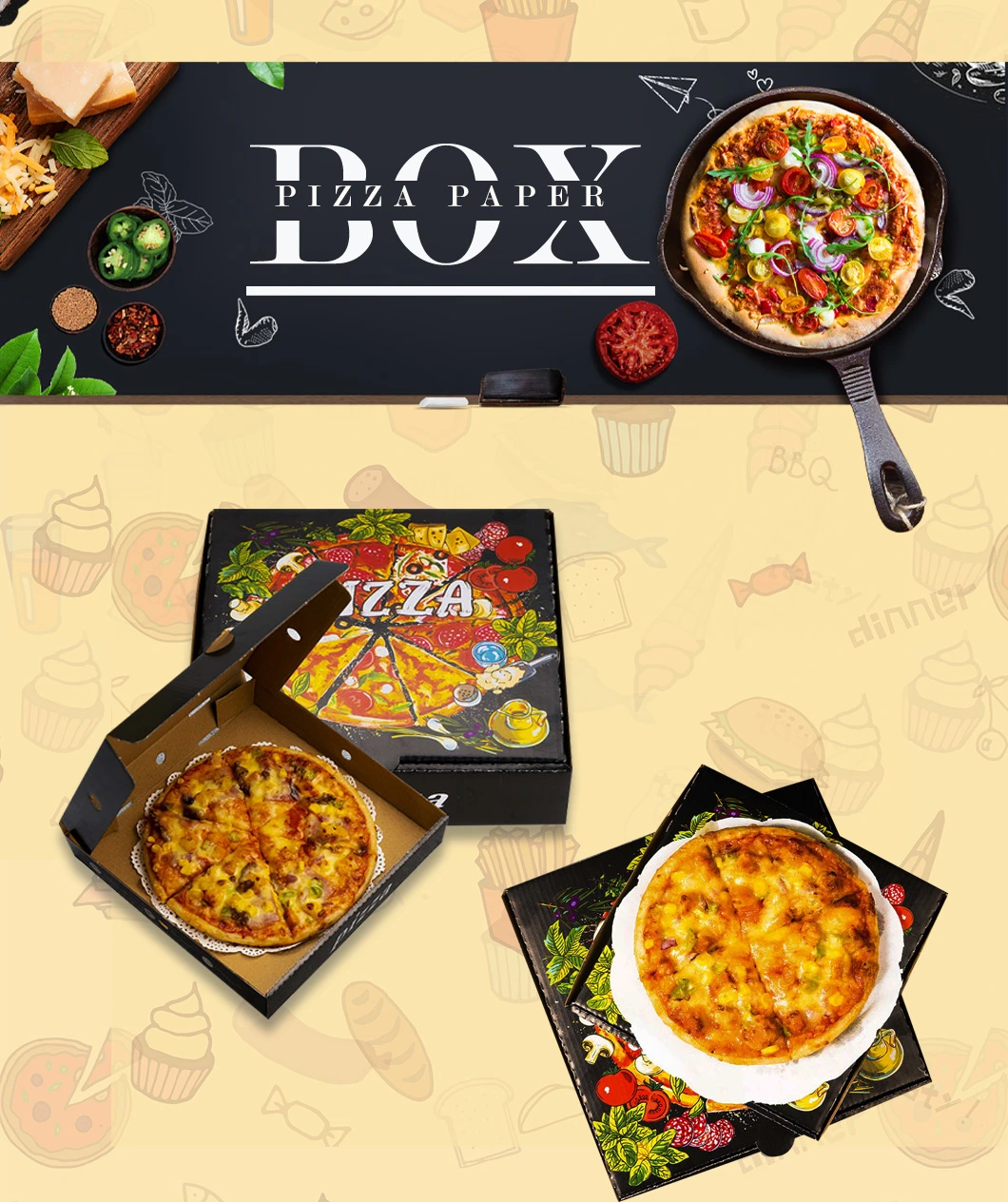 High Quality Custom Logo Paper Pizza Box Custom Printed Corrugated Pizza Box with Colorful Printing