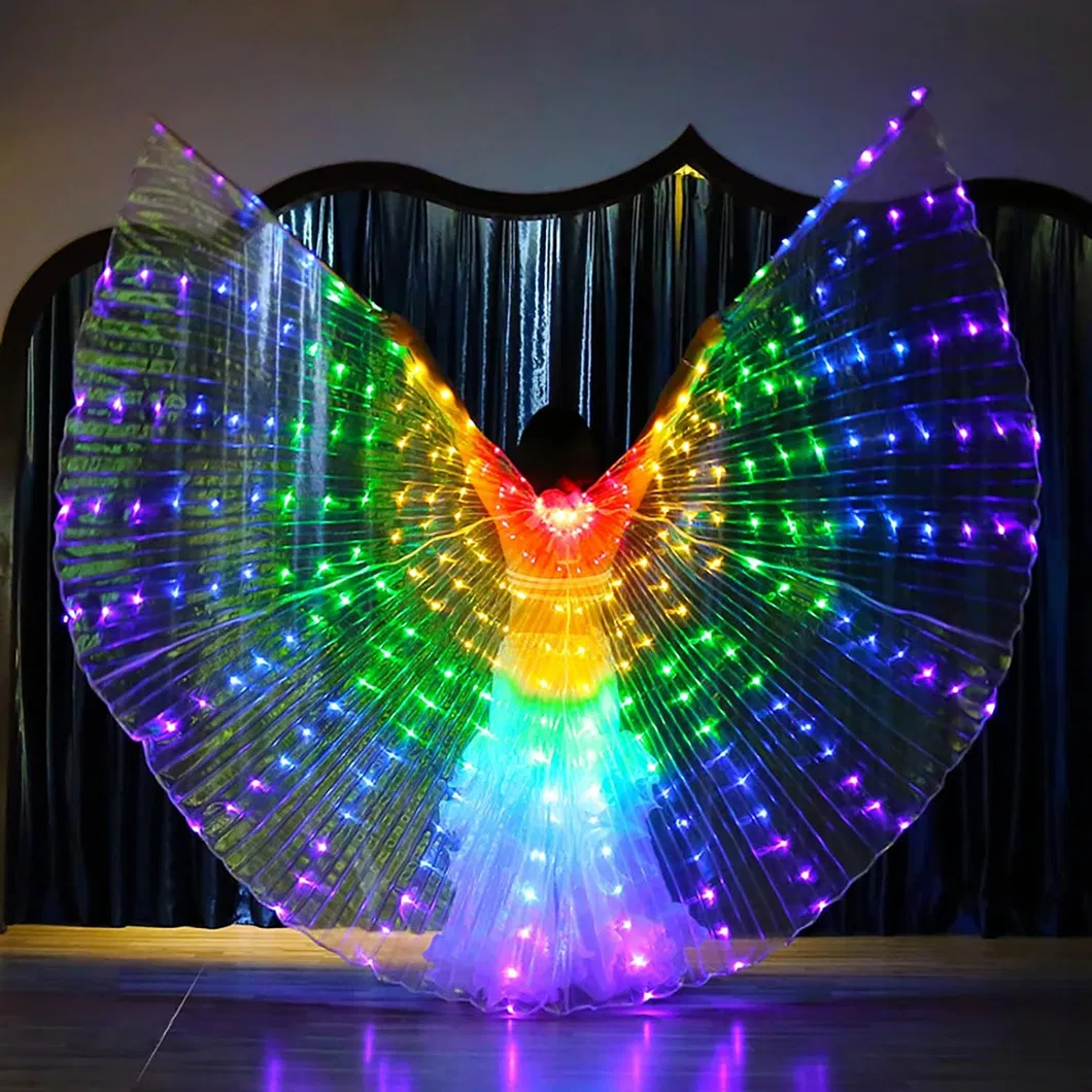 Light up LED Isis Wings Belly Dance Carnival Rave Costumes Outfitsfor Women Adults for Christmas Halloween Party