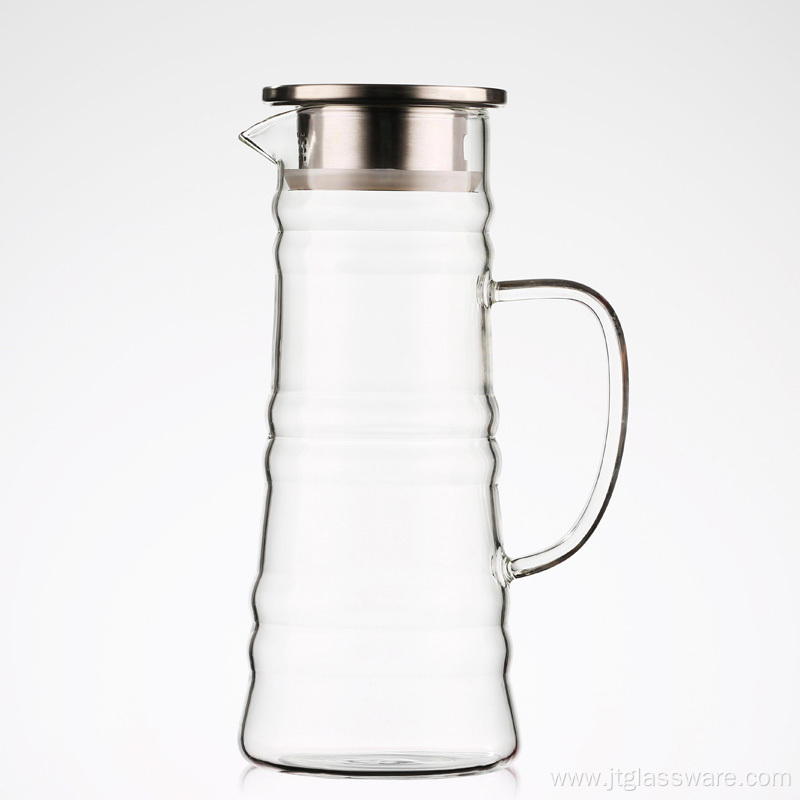 Large capacity glass ice tea infuser picther