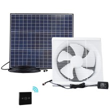 10'' Dual Power Solar Grid Attic Ventilation DC Exhaust Fan with Remote Control ABS Wall Louver Vent
