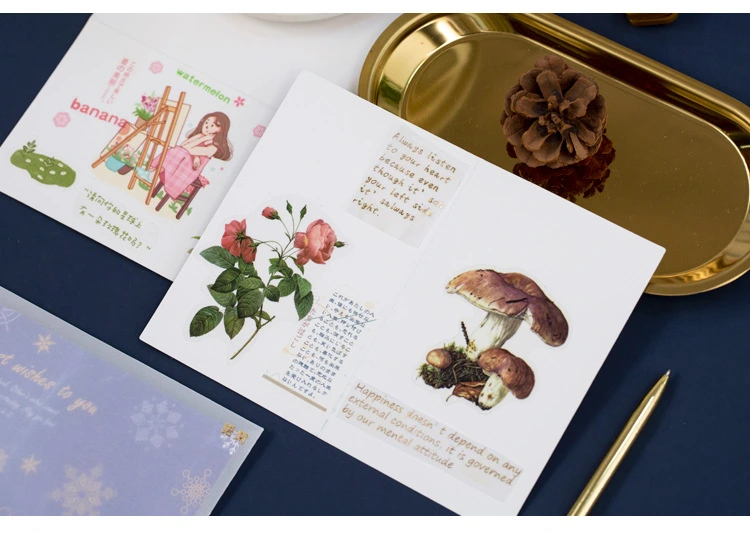 Hot Stamp Flower Printing Greeting Paper Card with Envelope