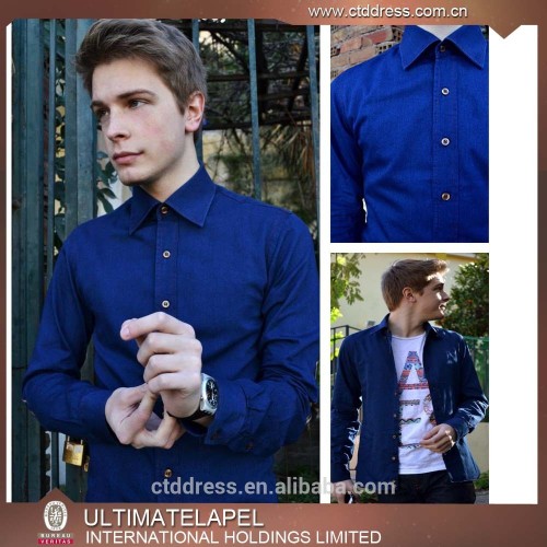 blue plain cheap mens casual shirts