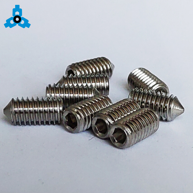 DIN914 No Head Hex Socket Stainless Steel  Set Screw With Cone Point Allen Grub OEM Stock Support