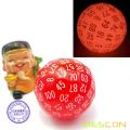 Bescon Glowing Polyhedral 100 Sides Dice Cerise Red, Luminous D100 Dice, 100 Sided Cube, Glow in Dark D100 Game Dice