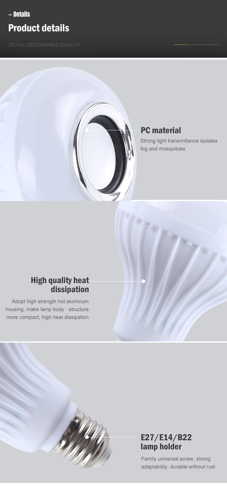 OKELI Hot Sale Wireless 10W E27 Color Changeable Remote Control Music Speaker Rgb Smart LED Light Bulb
