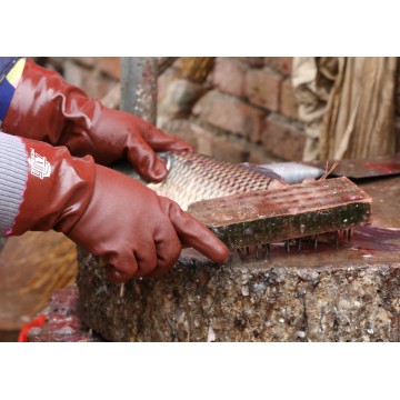 Guantes de PVC a prueba de agua en la pesca