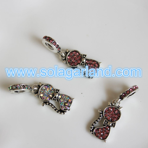 Fashion Women Lovely Cat Crystal Rhinestone Silver Necklace Pendants