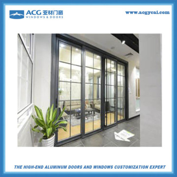 Powder Coated Aluminum Frame Sliding Glass Door Double Glazed