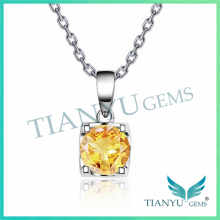 Wholesale Fashion Artificial Yellow Round Billirant Cut Moissantie Diamond Pendants Charms