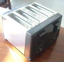 1300w 220v, 230v, 240v Stainess Steel 4 Slice Toaster Oven With Snap Open Crumb Tray