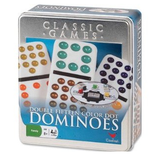 double 15 domino with metal case