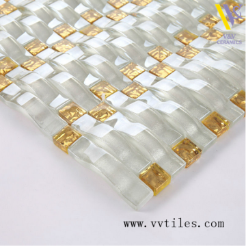 China Mosaic Tiles,Waving Rainbow Crystal Glass Mosaic Tiles