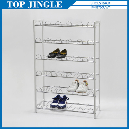 Simple Design White Metal Standing 6 Tier Shoe Rack