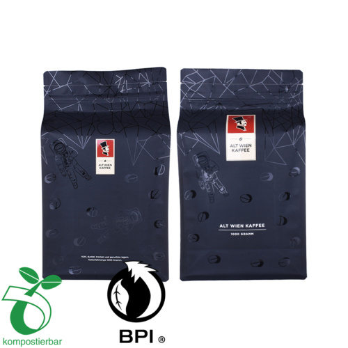 Penghalang Tinggi Food Grade Biodegradable Saku Ritsleting Kantong Bawah Datar Untuk biji Kopi