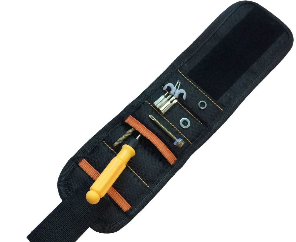 Magnetic Wristband with Strong Magnets for Holding Screws with Two Pocket